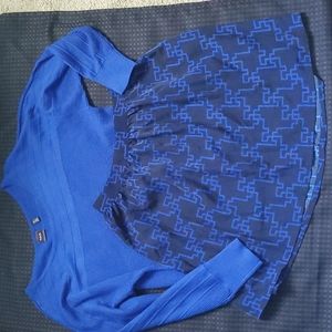 Merona, black and blue, royal blue, patterned, polyester, skirt, with pockets